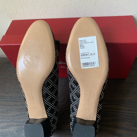 Salvatore Ferragamo VARA  Studded QS Low heel Pump shoes - Picture 7 of 11